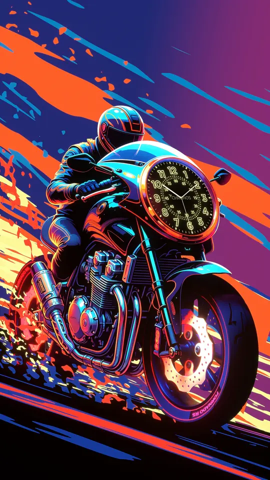 Thème Moto - Horloge animée sur écran vertical 9:16