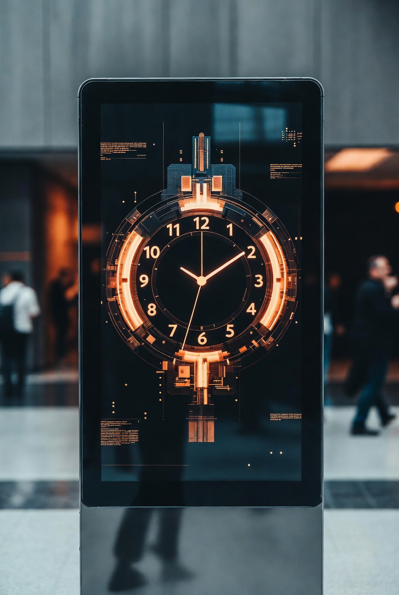 Thème Futuriste - Horloge dorée